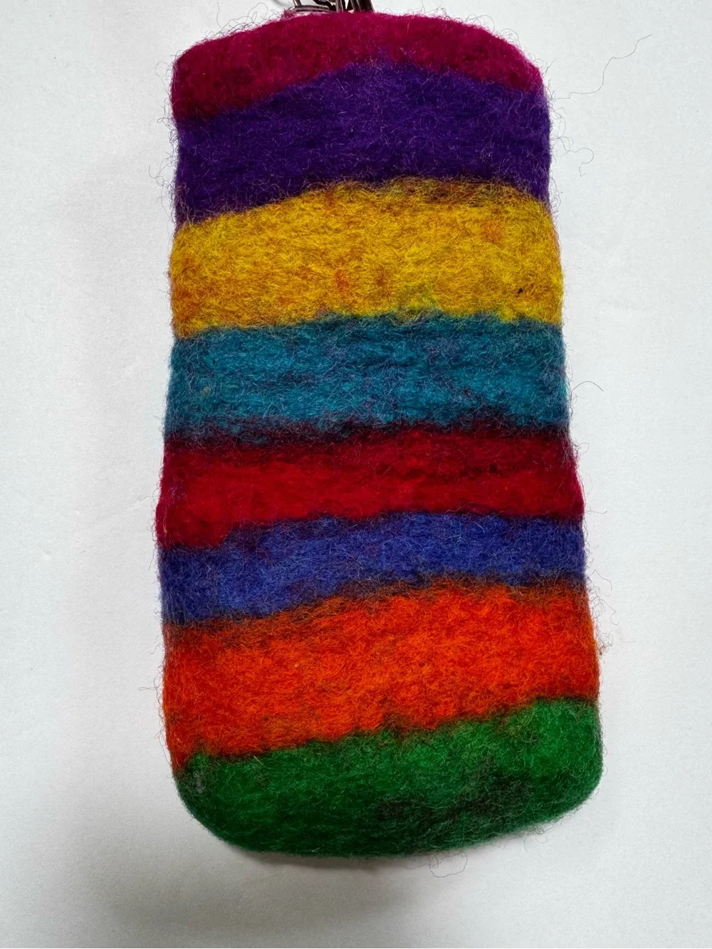 Handmade Glass Case Phone Pen Protector Wool Colorful Striped Rainbow Storage